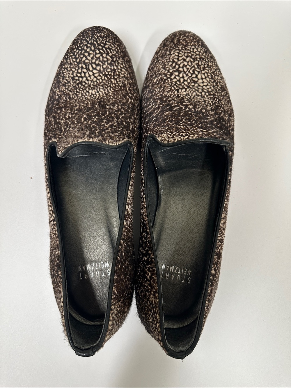 Stuart Weitzman Brown Speckled Slip-On Loafers